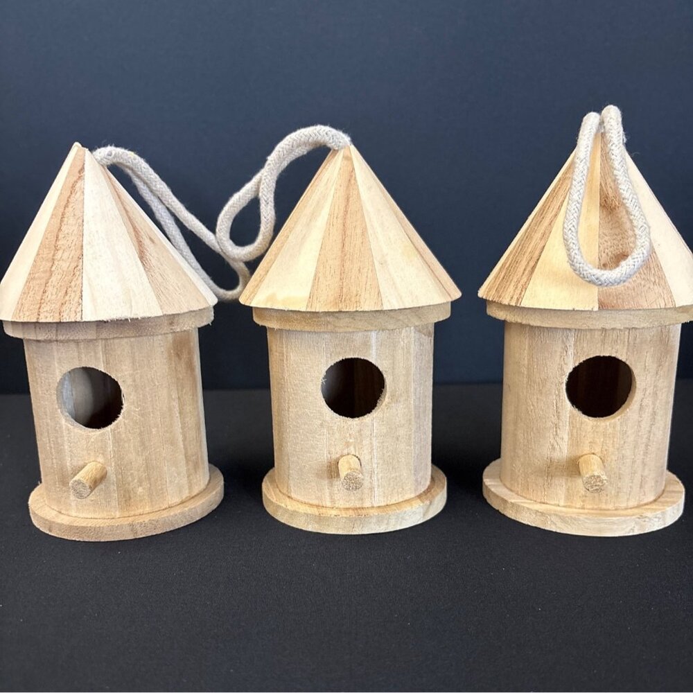 Birdhouse Ornaments Bird House Mini Wooden Hanging Wood Crafts Home Decor Gazebo - Picture 7 of 13